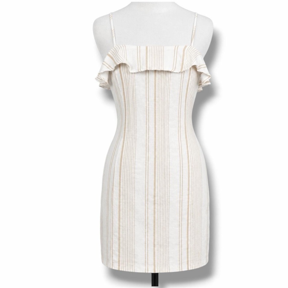 Forever 21 Cream Pinstripe Ruffle Bust Mini Dress Sz M‎